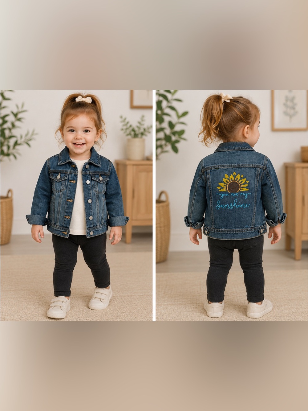 Vintage Baby Gap 1969 Toddler Size 3 Denim Jacket Hand-Painted Sunflower NWOT